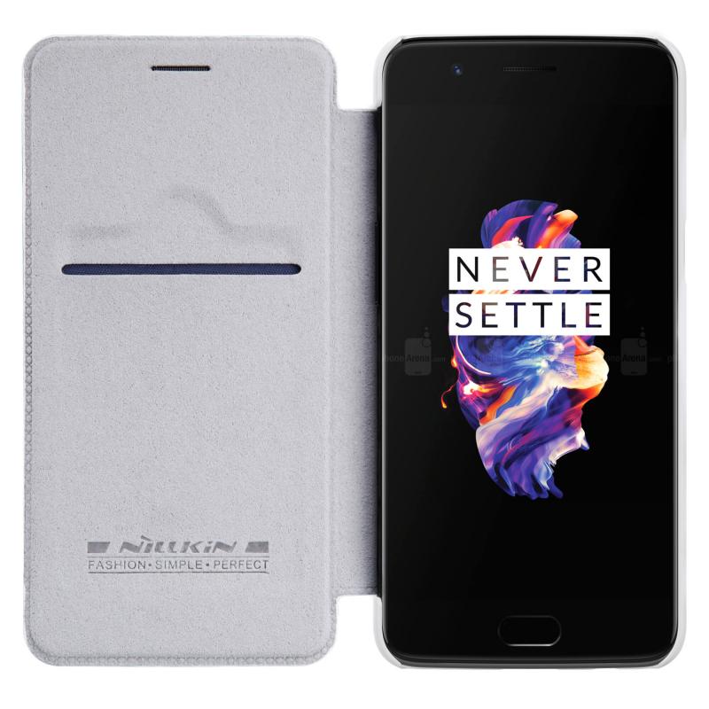Θήκη Nillkin Qin Δερμάτινη Flip με πορτάκι για OnePlus 5 - Άσπρο