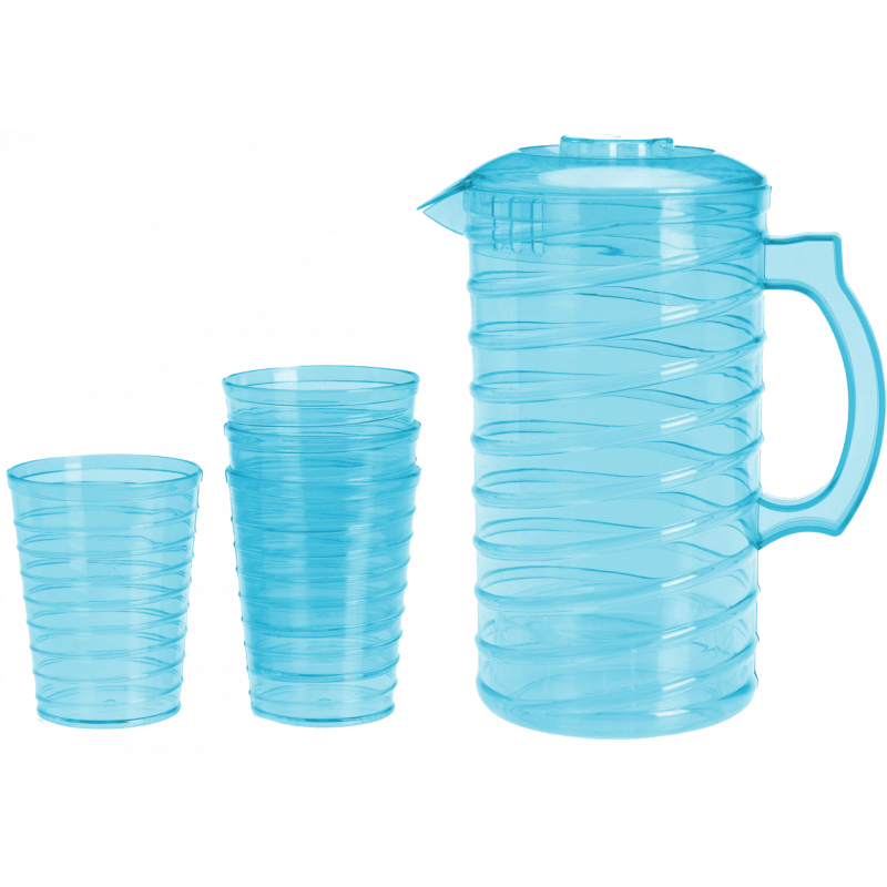 OEM Κανάτα με 4 ποτήρια πλαστικά - Μπλε