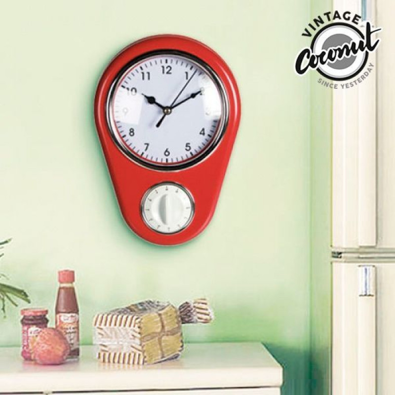 Ρολόι Τοίχου Vintage με χρονοδιακόπτη Coconut Classic - Κόκκινο Ρολόι Τοίχου Vintage με χρονοδιακόπτη Coconut Classic - Κόκκινο