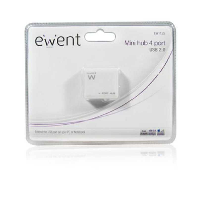 Mini USB Hub EWENT 4-Port EW1125 USB 2.0 - Άσπρο