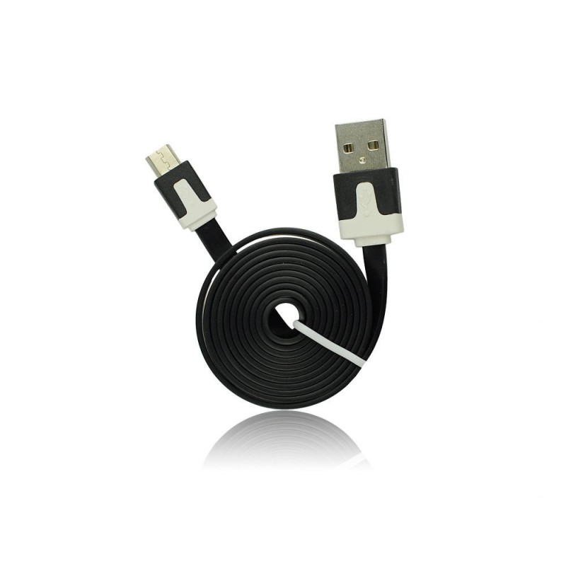 Καλώδιο Φόρτισης και Μεταφοράς Δεδομένων USB Flat MICRO USB - Μαύρο
