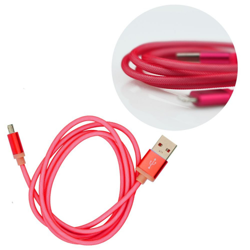 Καλώδιο Φόρτισης και Μεταφοράς Δεδομένων Metal USB σε MICRO USB - Κόκκινο