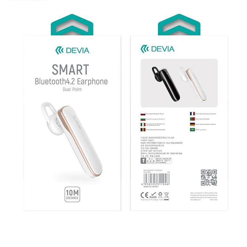 Ακουστικό Bluetooth Devia Smart 4.2 - Άσπρο Ακουστικό Bluetooth Devia Smart 4.2 - Άσπρο