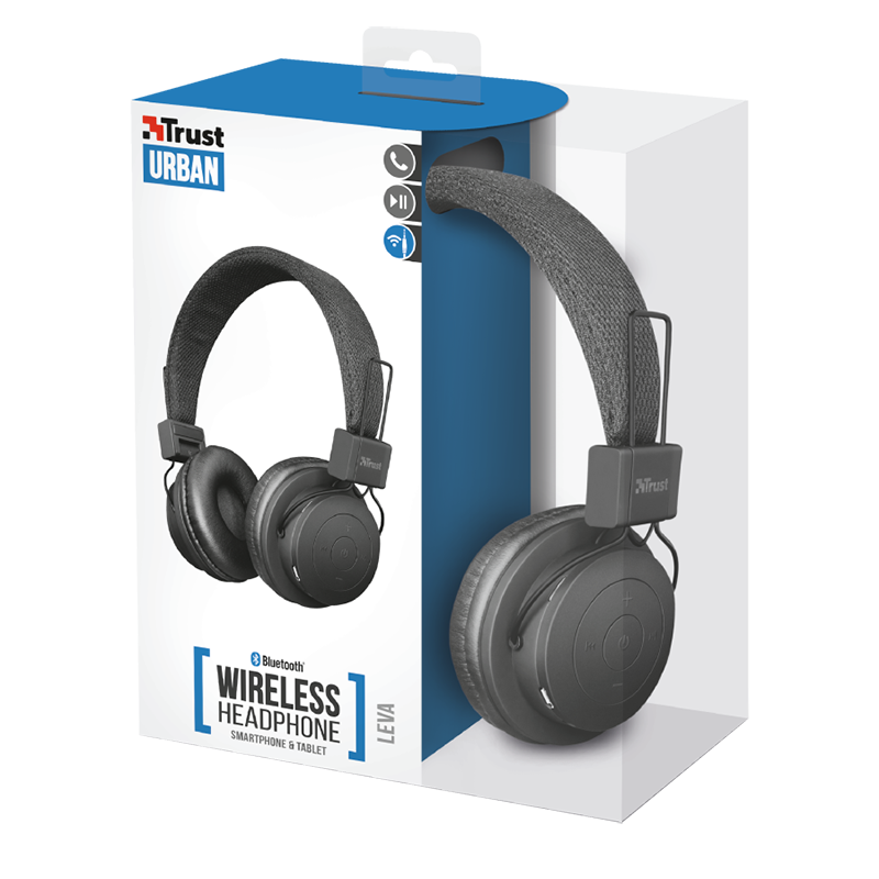 Headphones Bluetooth Trust LEVA - Μαύρο Headphones Bluetooth Trust LEVA - Μαύρο