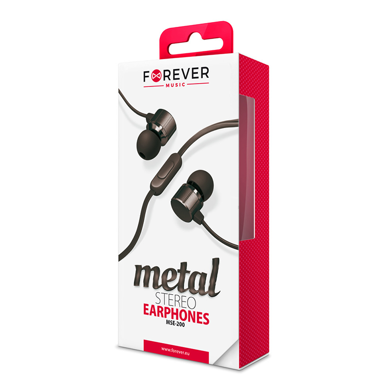 Handsfree Ακουστικά Forever MSE-200 Metal Stereo - Μαύρο Handsfree Ακουστικά Forever MSE-200 Metal Stereo - Μαύρο