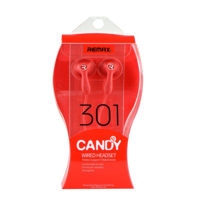 Handsfree Ακουστικά REMAX RM-301 Candy - Κόκκινο Handsfree Ακουστικά REMAX RM-301 Candy - Κόκκινο