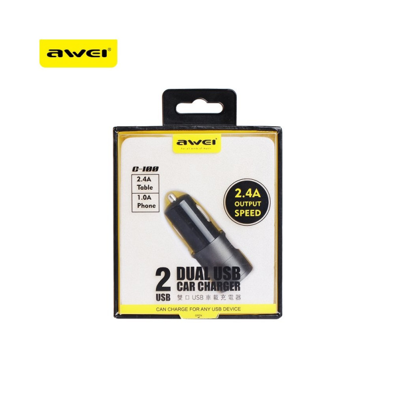 Φορτιστής Αυτοκινήτου AWEI C100 Dual USB - Άσπρο / Χρυσό Φορτιστής Αυτοκινήτου AWEI C100 Dual USB - Άσπρο / Χρυσό