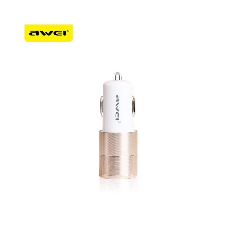 Φορτιστής Αυτοκινήτου AWEI C100 Dual USB - Άσπρο / Χρυσό