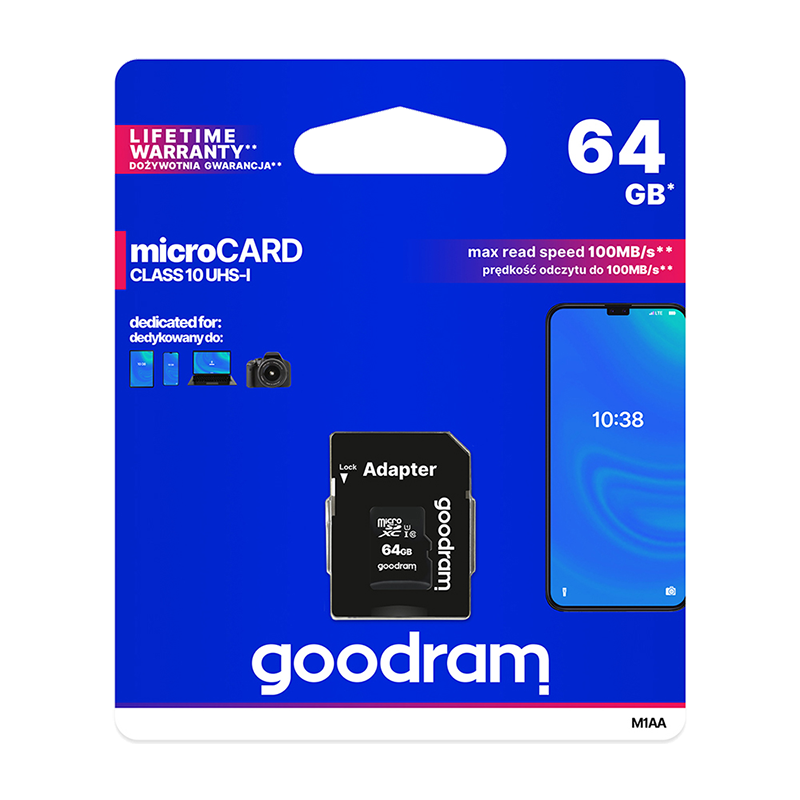 Κάρτα Μνήμης GOODRAM microSDXC 64GB CLASS 10 UHS I με Αντάπτορα