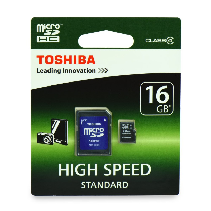 Κάρτα Μνήμης Toshiba microSD 16GB Class 4 με Αντάπτορα SD