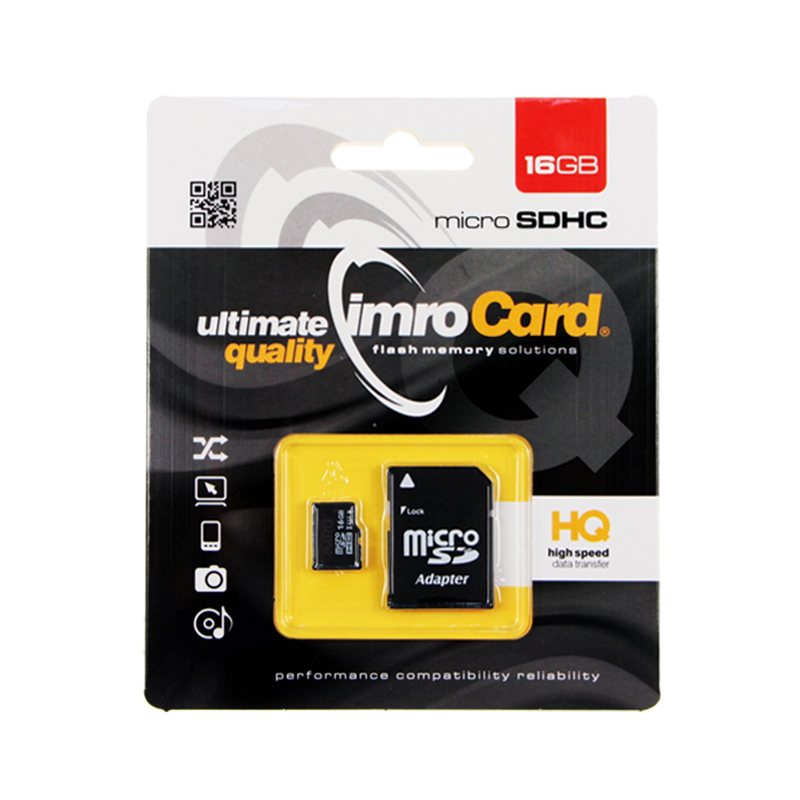 Κάρτα Μνήμης IMRO MicroSDHC 16GB UHS-I cl.6 με Αντάπτορα