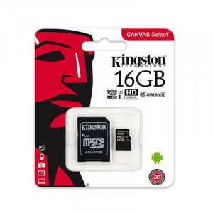 Κάρτα Μνήμης KINGSTON microSDHC 16GB Class 10 με Αντάπτορα