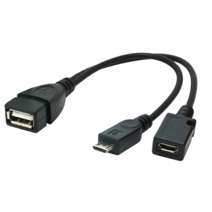 Αντάπτορας USB (F) σε MicroUSB (M) και MicroUSB (F) - Μαύρο