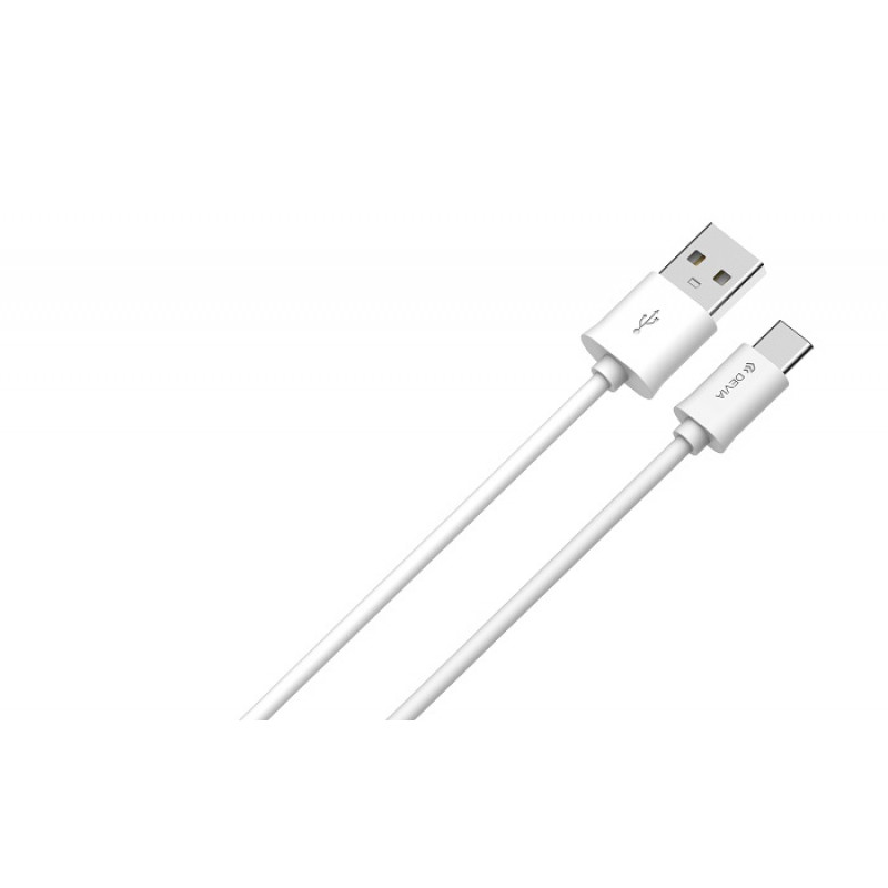 Καλώδιο Φόρτισης και Μεταφοράς Δεδομένων Devia USB Type-C - Άσπρο