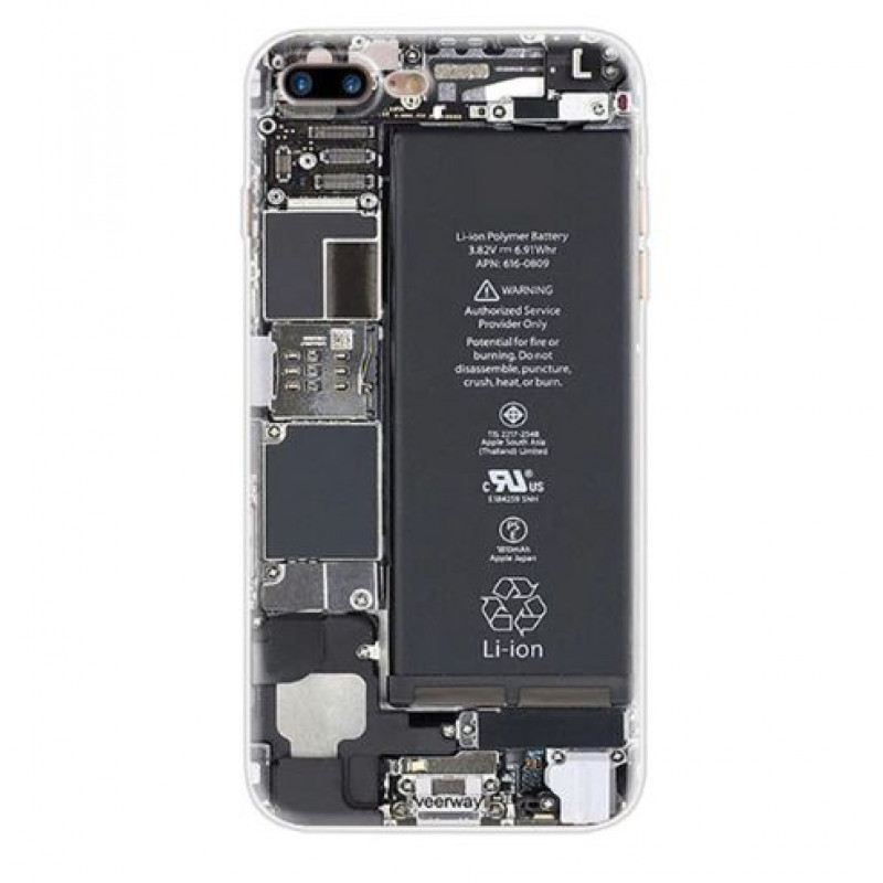 Θήκη Σιλικόνης με σχέδιο Εσωτερικό Συσκευής για iPhone 7/8  - Διάφανη